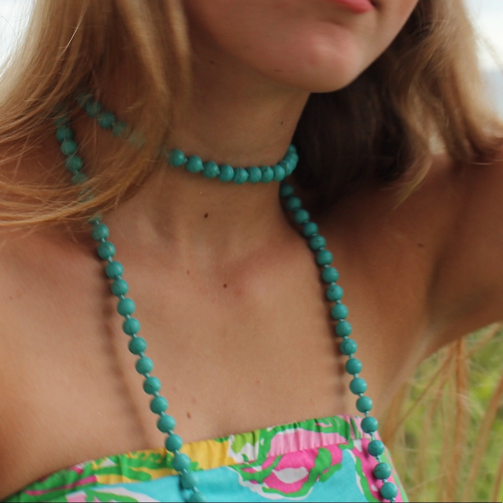 Turquoise beaded necklace. can be wrapped around!